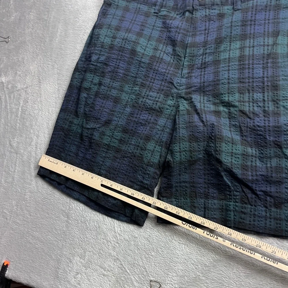 Polo Ralph Lauren Mens 36 Black Watch Tartan Plaid Seersucker Shorts Stretch Fit
